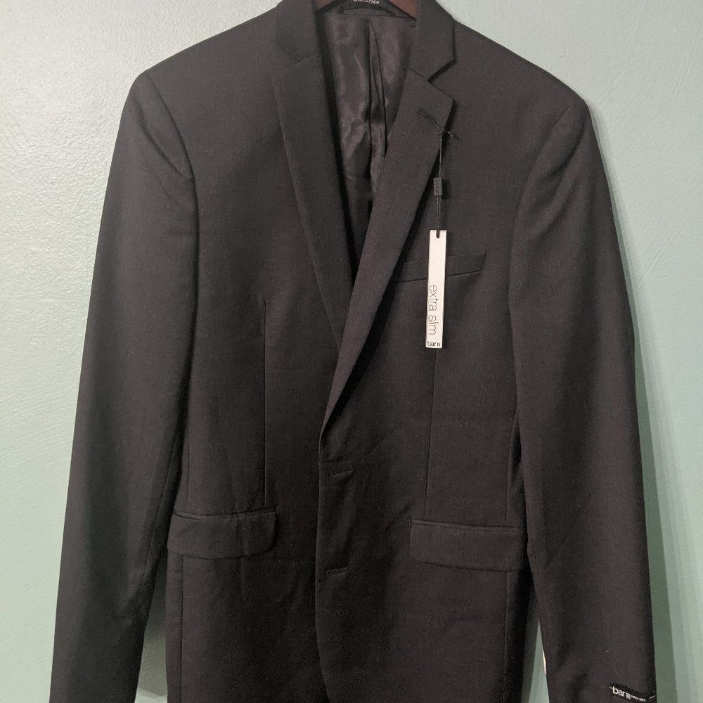 Bar III Charcoal Gray Extra Slim Fit Wool Blazer Sport Coat - 38L - NWT